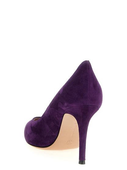 Purple Suede Leather High Heel Pumps