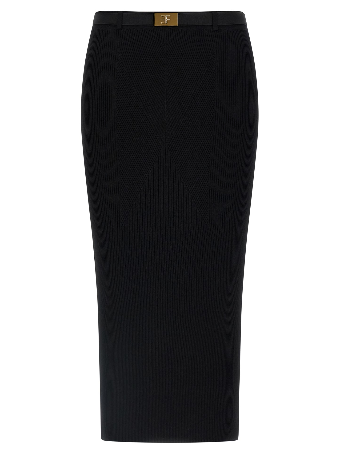 Black Viscose Midi Skirt