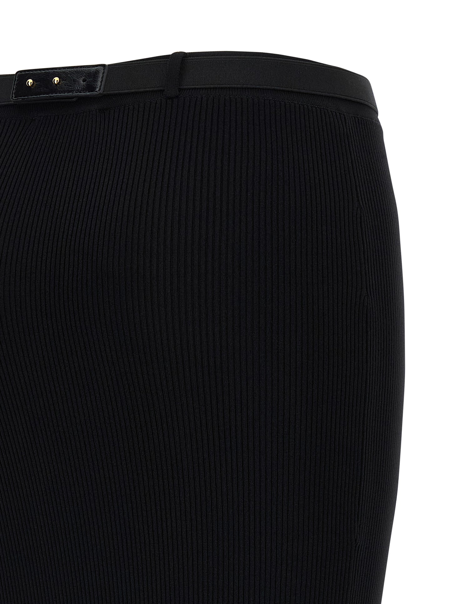 Black Viscose Midi Skirt