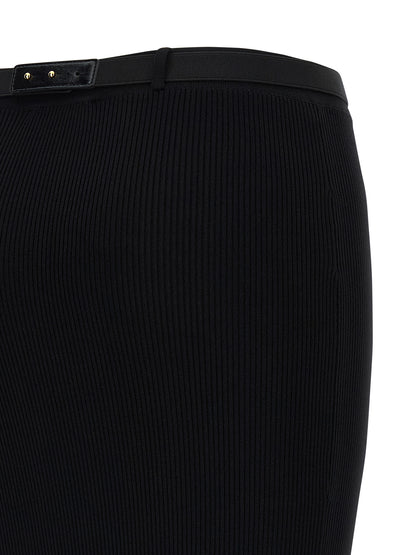 Black Viscose Midi Skirt