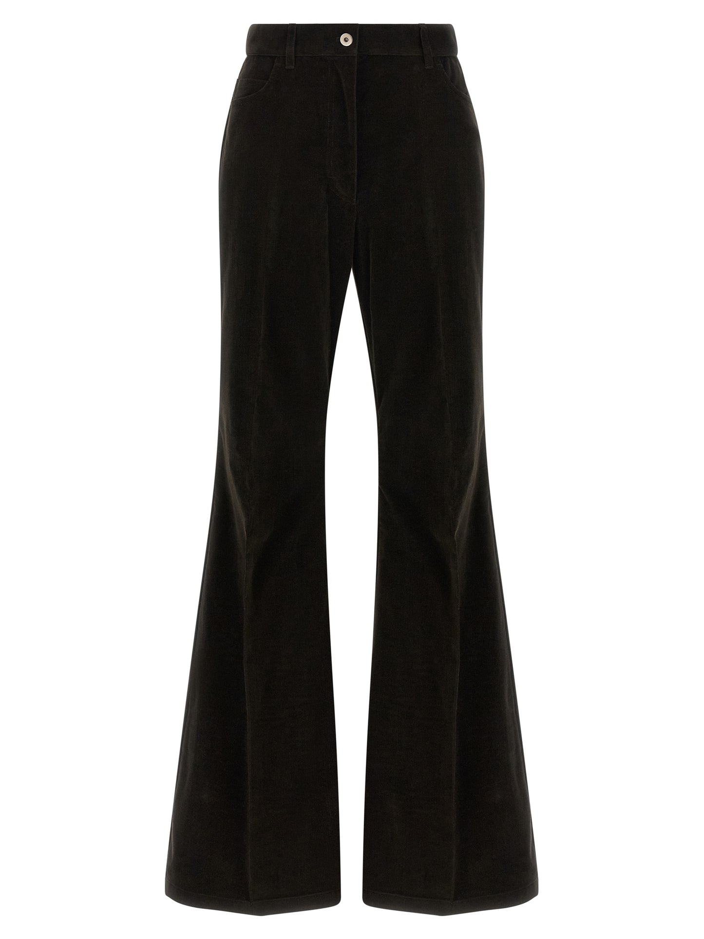 Brown Cotton Flared Pants