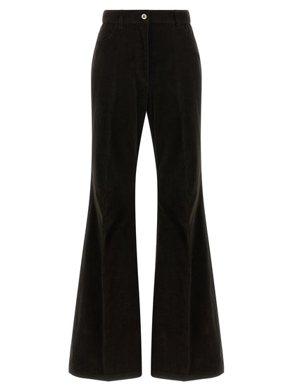 Brown Cotton Flared Pants