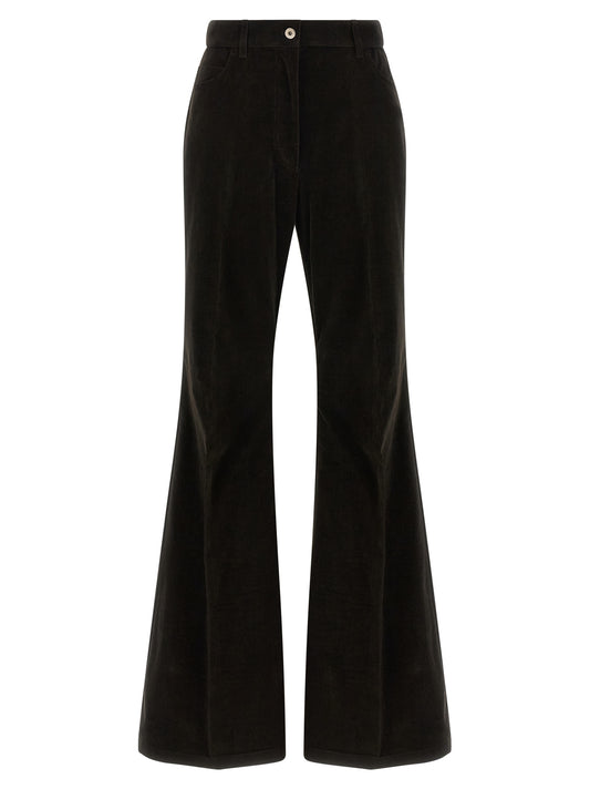 Brown Cotton Flared Pants