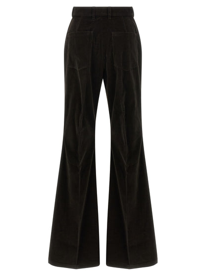 Brown Cotton Flared Pants