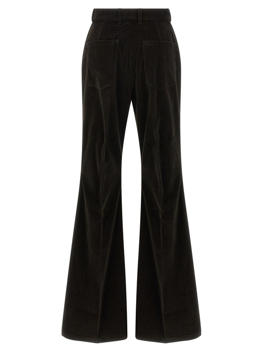Brown Cotton Flared Pants