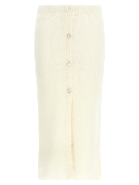 White Other Fibres Midi Skirt