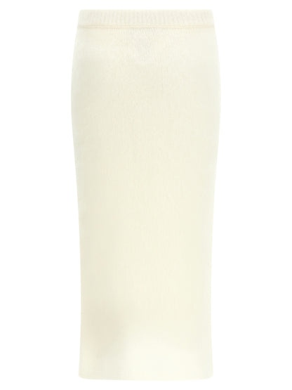 White Other Fibres Midi Skirt