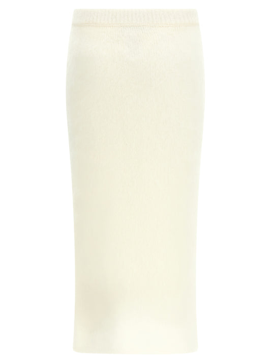 White Other Fibres Midi Skirt