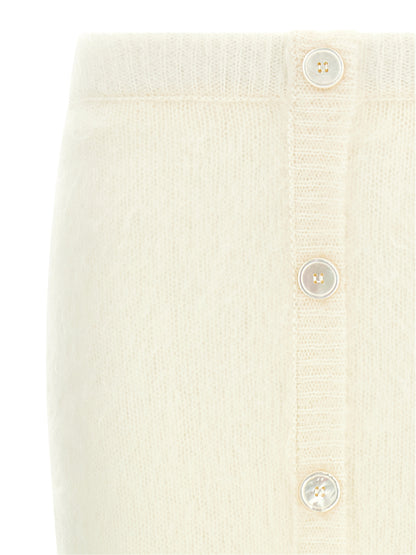 White Other Fibres Midi Skirt