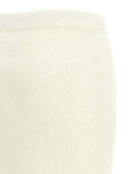 White Other Fibres Midi Skirt