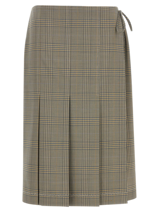 Gray Polyester Midi Skirt