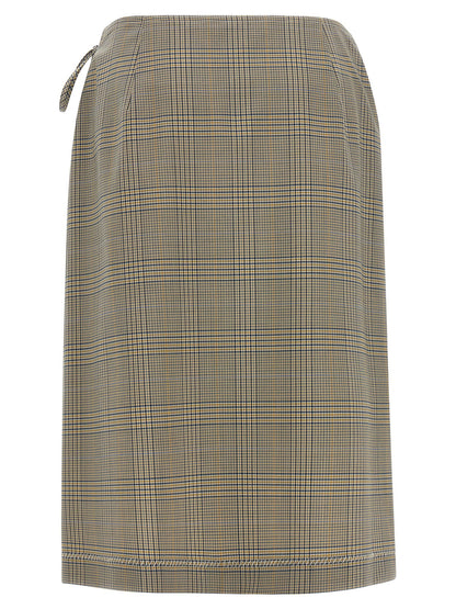 Gray Polyester Midi Skirt