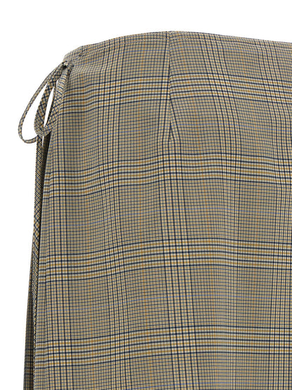 Gray Polyester Midi Skirt