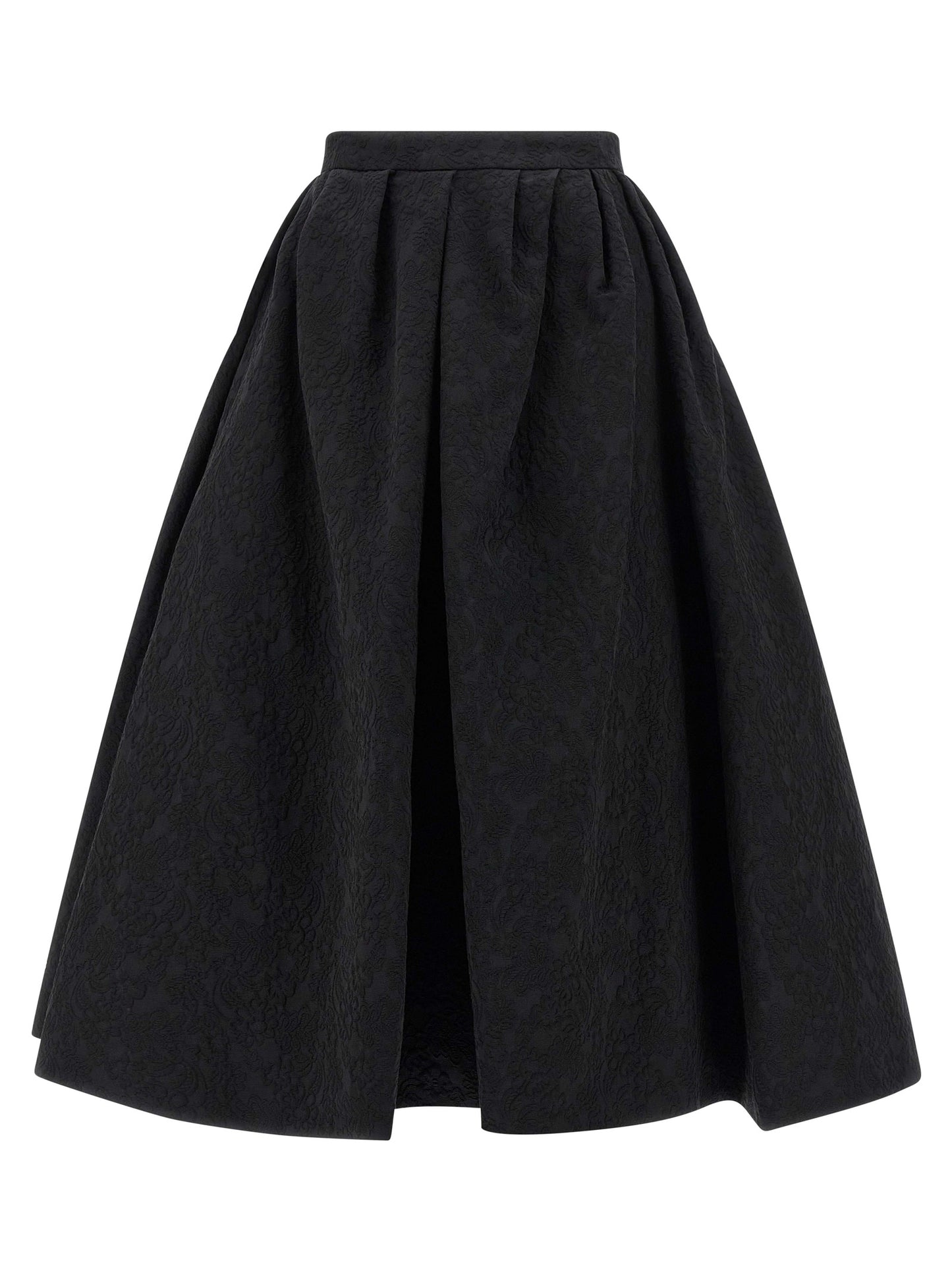 Black Cotton Midi Skirt