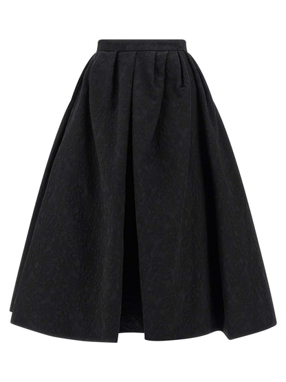 Black Cotton Midi Skirt