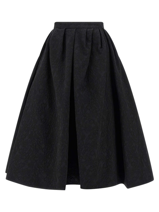 Black Cotton Midi Skirt