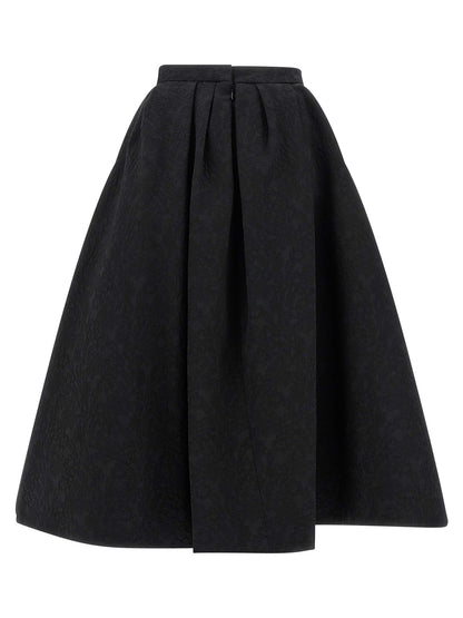 Black Cotton Midi Skirt