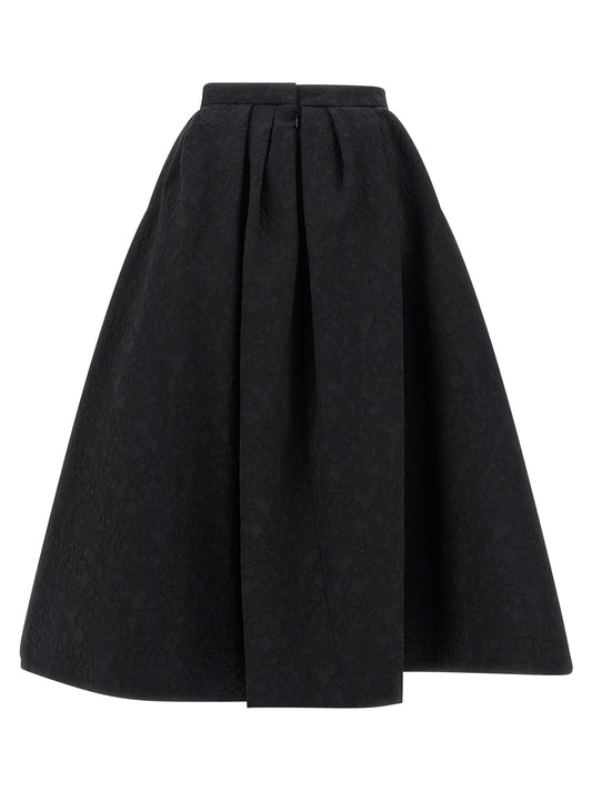 Black Cotton Midi Skirt