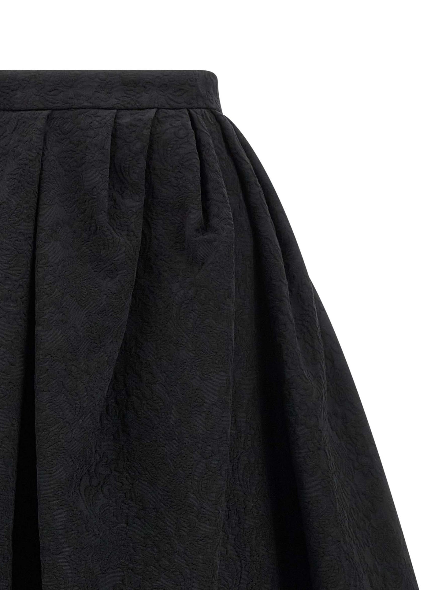 Black Cotton Midi Skirt