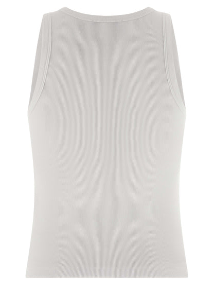 White Cotton Sleeveles T-Shirt