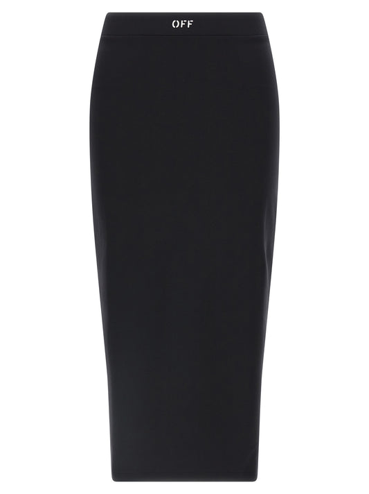 Black Polyamide Midi Skirt