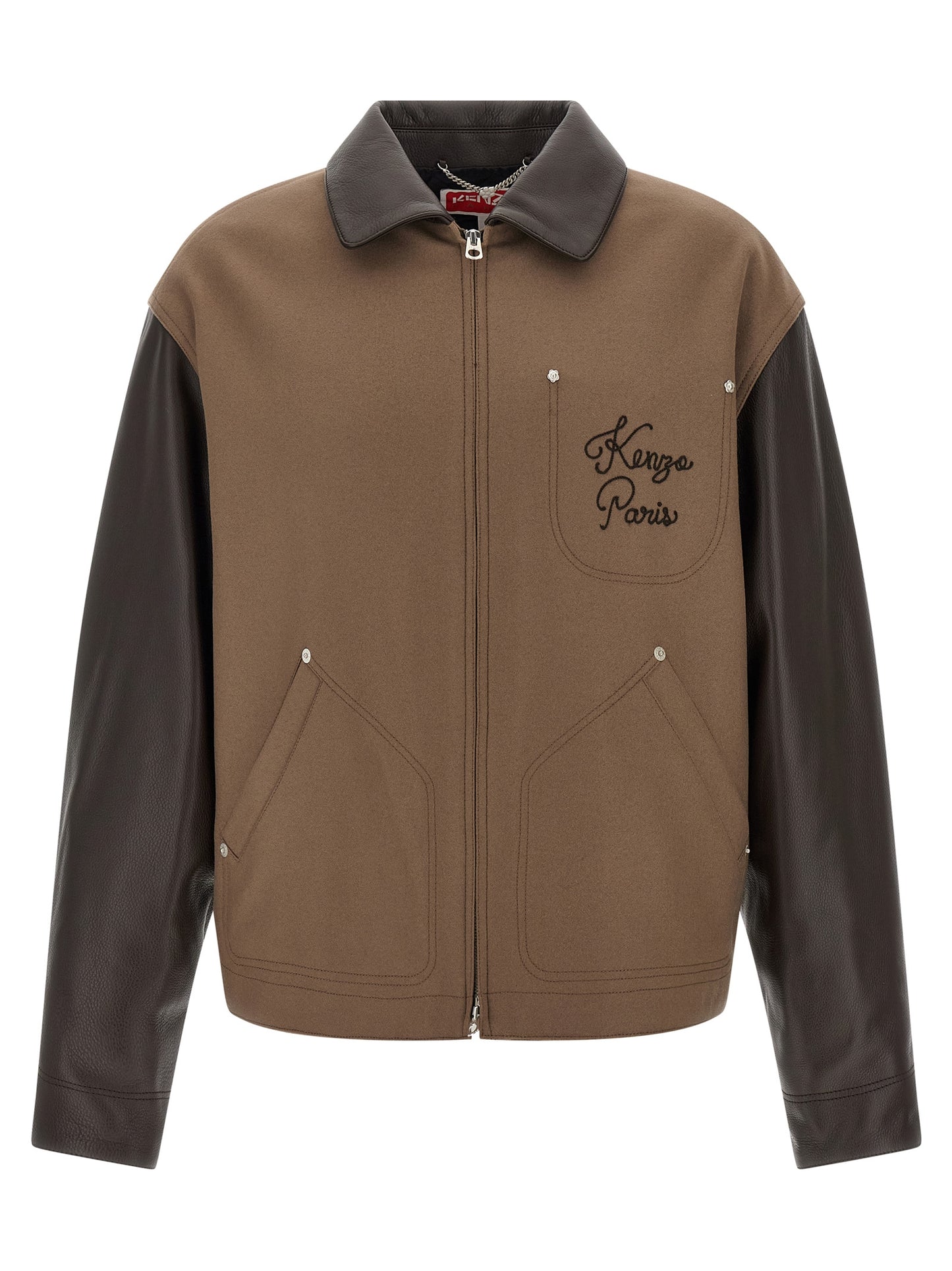 Brown Virgin Wool Leather Jacket