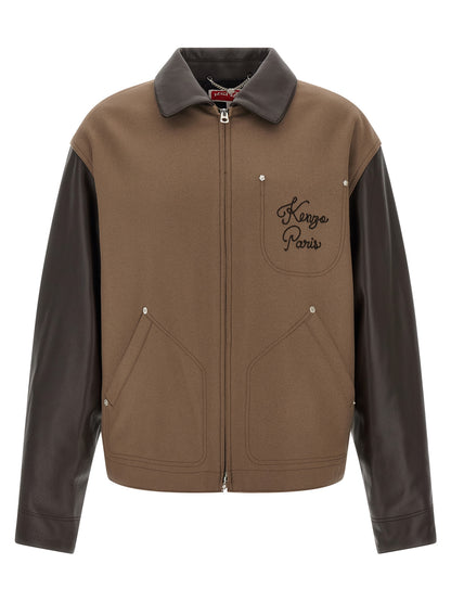 Brown Virgin Wool Leather Jacket