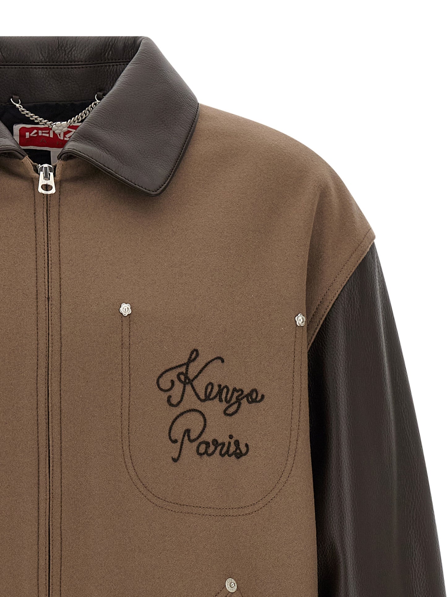 Brown Virgin Wool Leather Jacket