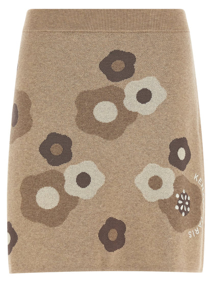 Beige Wool Long Skirt