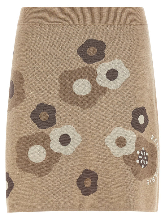 Beige Wool Long Skirt