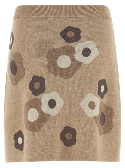 Beige Wool Long Skirt