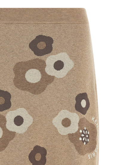 Beige Wool Long Skirt