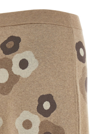 Beige Wool Long Skirt