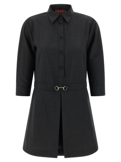 Gray Wool Short Dress