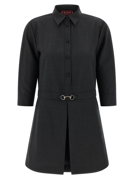 Gray Wool Short Dress