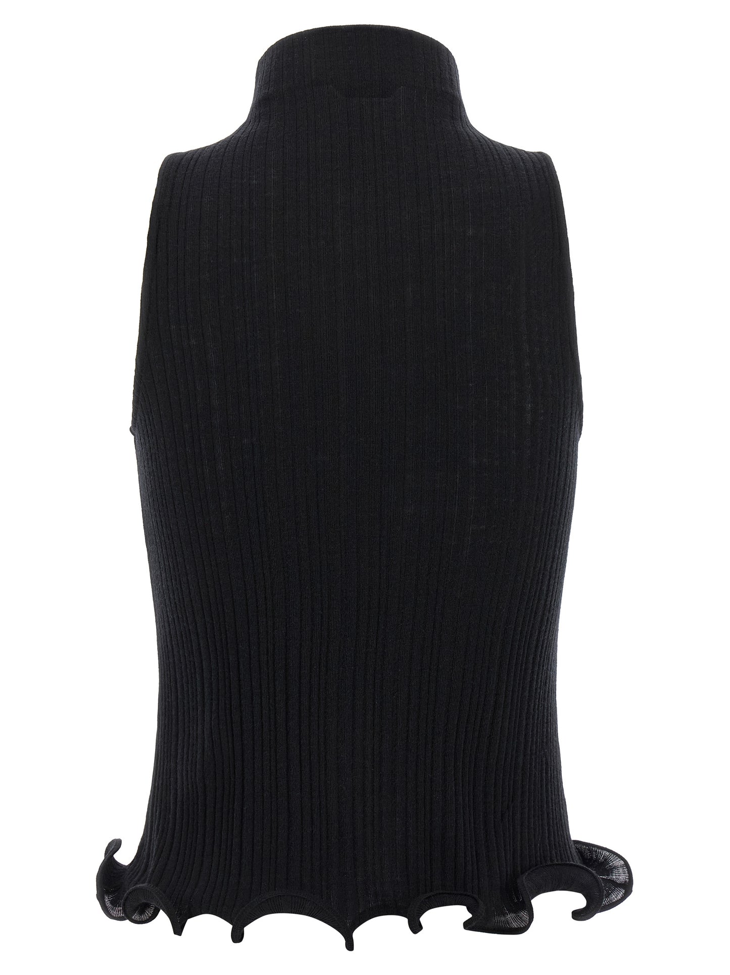 Black Polyester Sleeveles T-Shirt