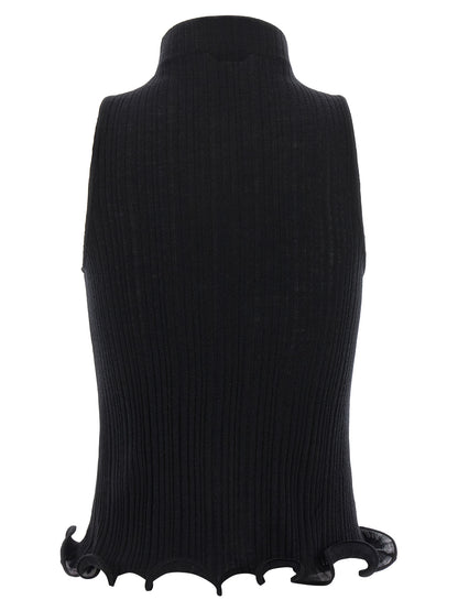 Black Polyester Sleeveles T-Shirt