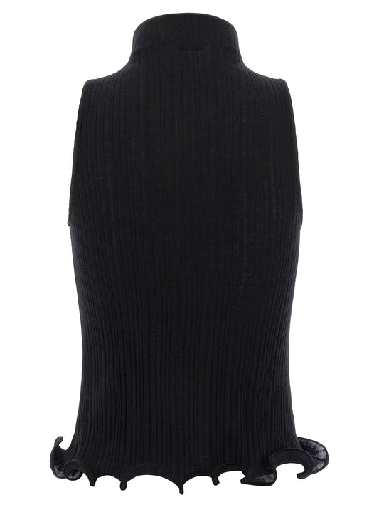 Black Polyester Sleeveles T-Shirt