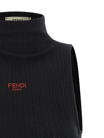 Black Polyester Sleeveles T-Shirt