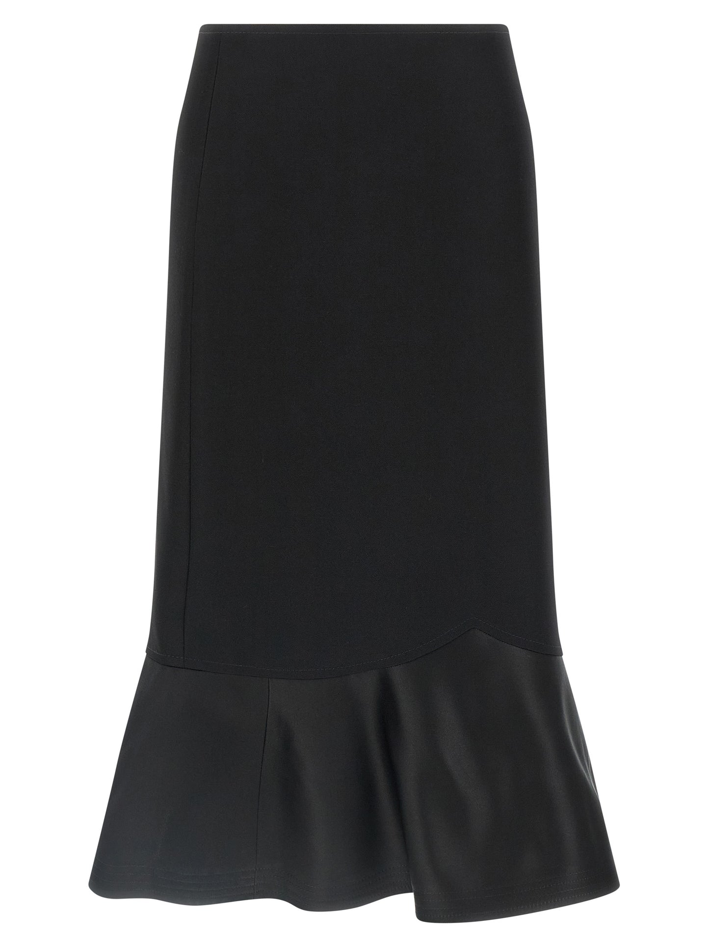 Black Virgin Wool Midi Skirt