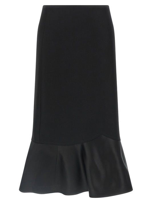 Black Virgin Wool Midi Skirt