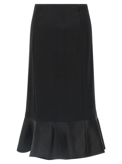 Black Virgin Wool Midi Skirt