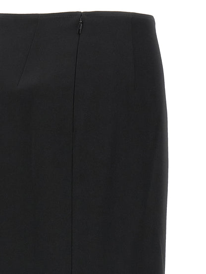 Black Virgin Wool Midi Skirt