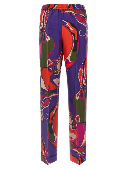 Multicolor Silk Casual Pants