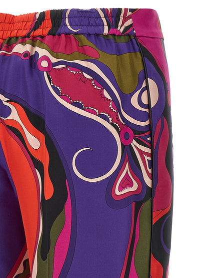 Multicolor Silk Casual Pants