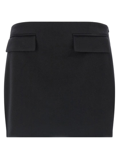 Black Virgin Wool Long Skirt