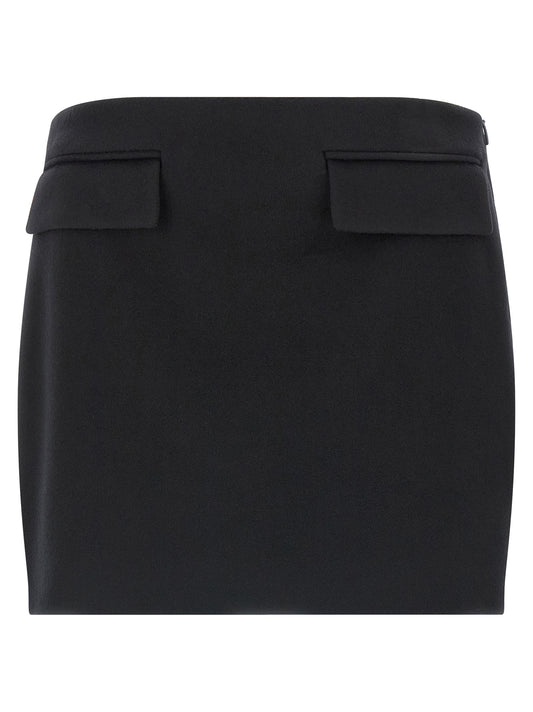 Black Virgin Wool Long Skirt