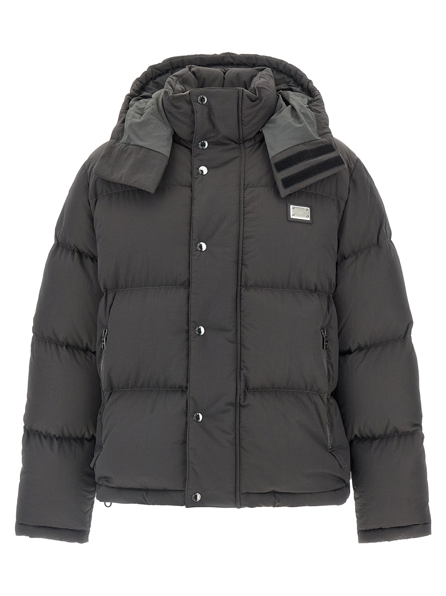Gray Polyamide Full-Length Jacket