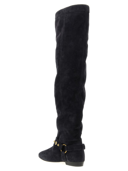 Black Calfskin Over The Knee
