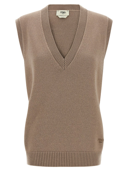 Beige Cashmere Sleeveless Jacket